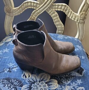 Born Taupe Leather Ankle Booties